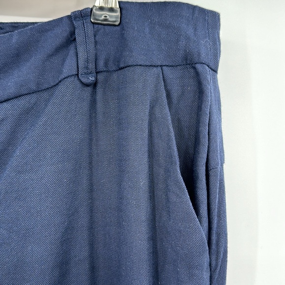 Anthropologie Elevenses Navy Linen Trouser Slacks Sz 12 - Picture 4 of 6